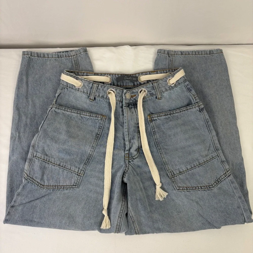 Cali 1850 Barrel Cropped Mid Rise Button Fly Denim‎ Jeans Women's Size 3 (26x25)